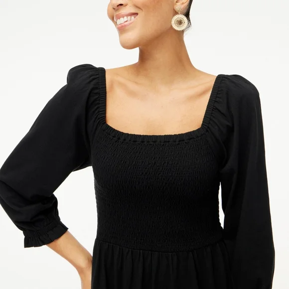 J crew factory tiered smoked midi dress size S black - Picture 4 of 15